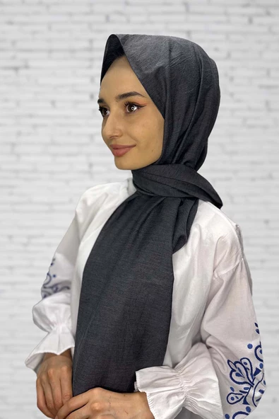 Organik Şal - Pamuk Tek Renk Şal ANTRASİT