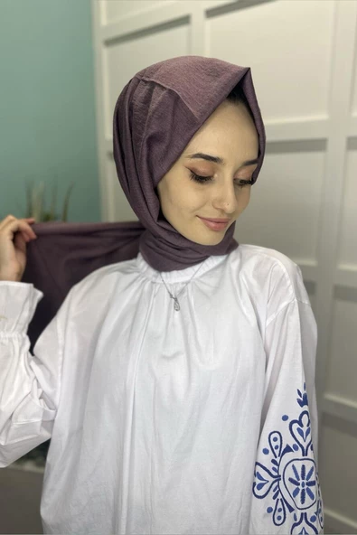 Organik Şal - Pamuk Tek Renk Şal  MÜRDÜM - Resim 4