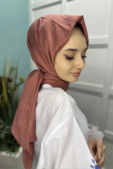 Organik Şal - Pamuk Tek Renk Şal KİREMİT - 5