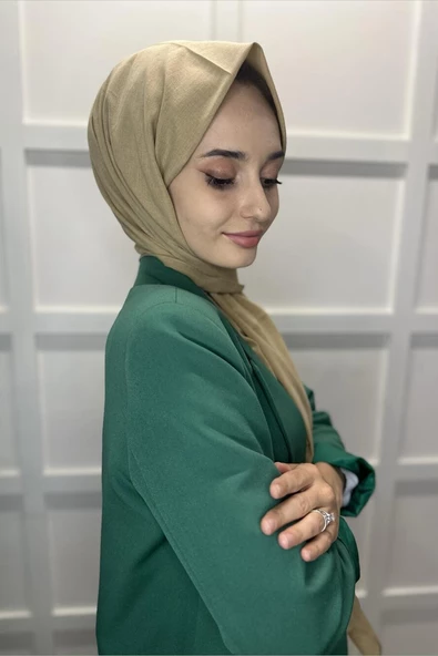 Organik Şal - Pamuk Tek Renk Şal KOYU BEJ - 3