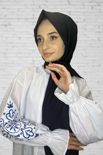 Organik Şal - Pamuk Tek Renk Şal SİYAH