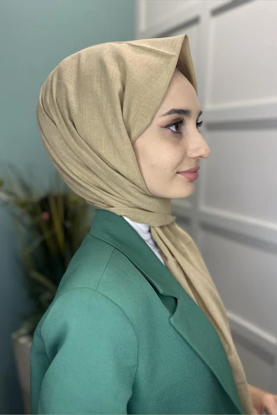 Organik Şal - Pamuk Tek Renk Şal KOYU BEJ - 4