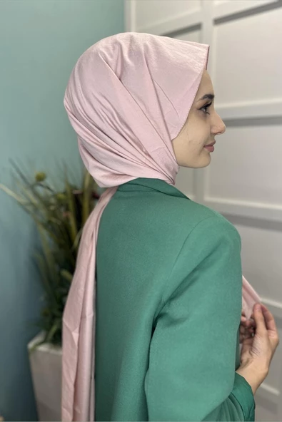 Organik Şal - Pamuk Tek Renk Şal  PUDRA - Resim 4