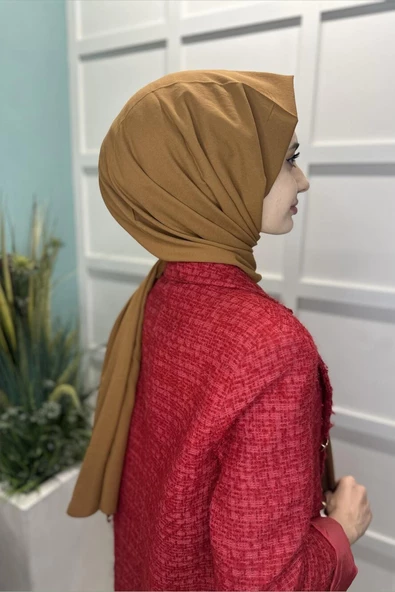 Pamuk Cazz Şal - Kadın Tesettür Şal  ÇİKOLATA - Resim 5