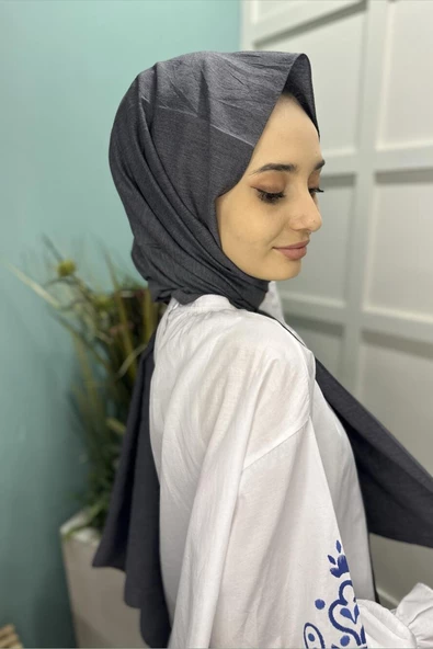 Organik Şal - Pamuk Tek Renk Şal ANTRASİT - 4