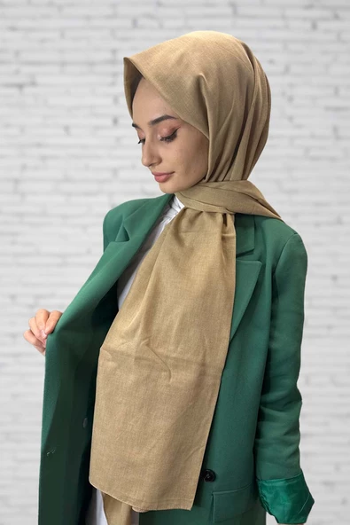 Organik Şal - Pamuk Tek Renk Şal KOYU BEJ