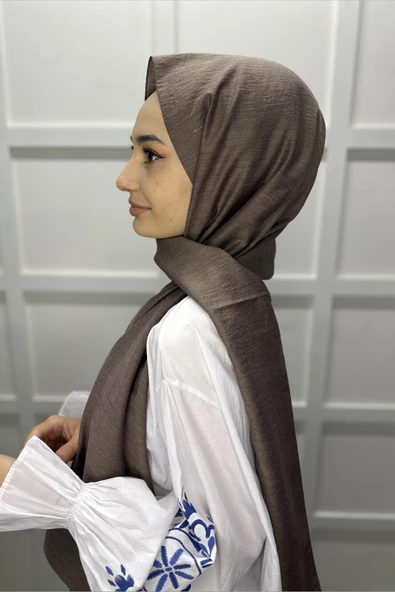 Organik Şal - Pamuk Tek Renk Şal  KAHVE - Resim 2