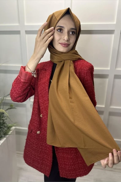 Pamuk Cazz Şal - Kadın Tesettür Şal  ÇİKOLATA - Resim 3