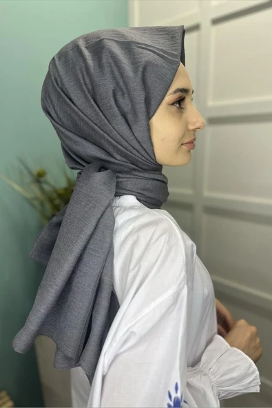 Organik Şal - Pamuk Tek Renk Şal  FÜME - Resim 3