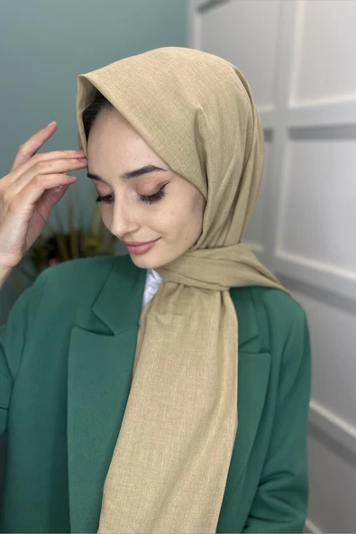 Organik Şal - Pamuk Tek Renk Şal KOYU BEJ - 5