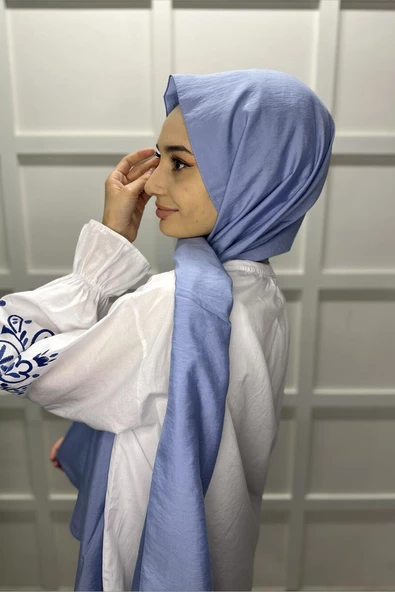 Organik Şal - Pamuk Tek Renk Şal AÇIK İNDİGO - 2