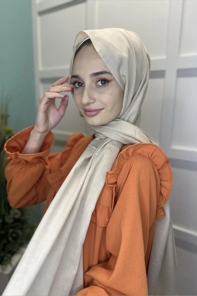 Organik Şal - Pamuk Tek Renk Şal  AÇIK BEJ - Resim 4