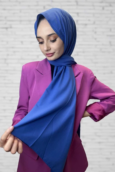Pamuk Cazz Şal - Kadın Tesettür Şal  MAVİ ürün görseli