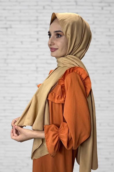Pamuk Cazz Şal - Kadın Tesettür Şal  LATTE ürün görseli