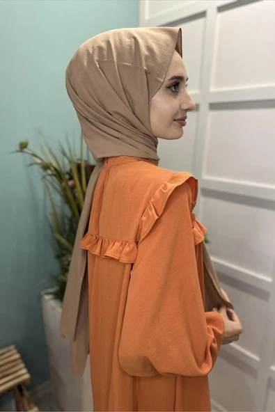 Pamuk Cazz Şal - Kadın Tesettür Şal  KAHVE - Resim 3