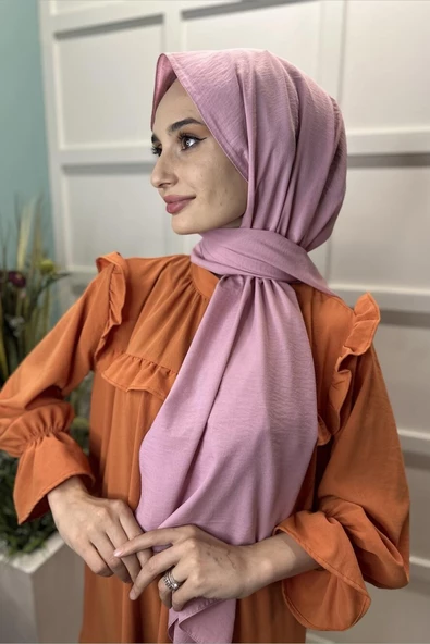 Pamuk Cazz Şal - Kadın Tesettür Şal  PEMBE - Resim 2