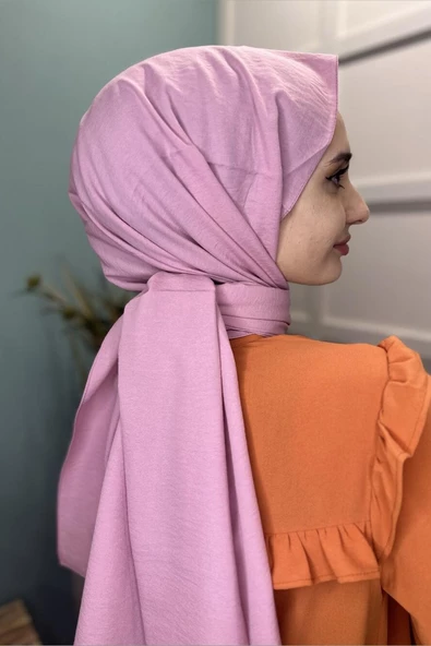 Pamuk Cazz Şal - Kadın Tesettür Şal  PEMBE - Resim 4