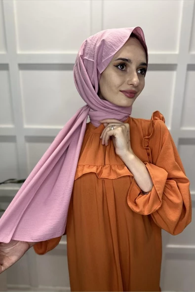 Pamuk Cazz Şal - Kadın Tesettür Şal  PEMBE - Resim 5