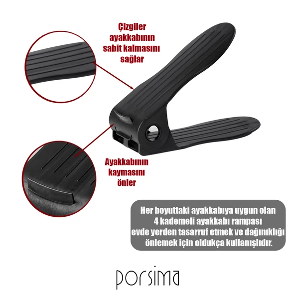 Porsima Org -201 10 lu Ayakkabı Rampası Ayakkabı Düzenleyici Dolap İçi Organizer- Siyah - 4