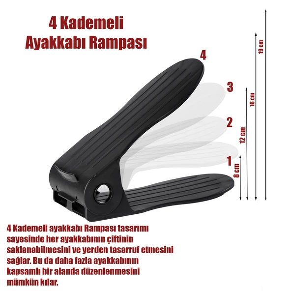 Porsima Org -201 12 li Ayakkabı Rampası Ayakkabı Düzenleyici Dolap İçi Organizer - Siyah - 3