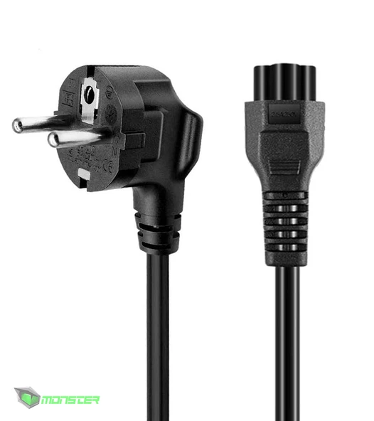 Monster Notebook Adaptör Güç Kablosu 1.2 Mt Yonca Power Kablo Laptop Bilgisayar Kablosu - 2