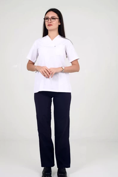 Deniz İş Kadın Alpaka Beli Lastikli Lacivert Renk Tek Pantolon