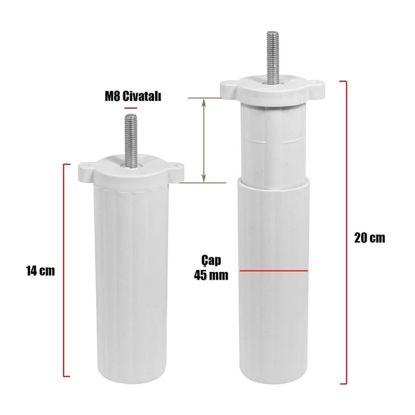 Aspen 6'lı Set Mobilya Tv Ünitesi Koltuk Kanepe Konsol Destek Ayağı Ayakları 18 Cm Krom M8 - Resim 3