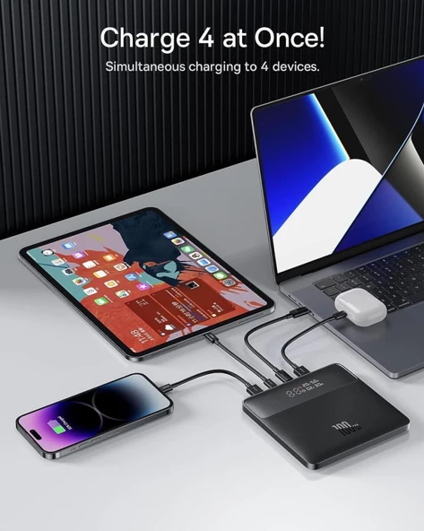 Baseus Dijital Göstergeli Süper Hızlı PD 100W 20000MAH Powerbank Apple Macbook Pro Notebook Powerbank - 2