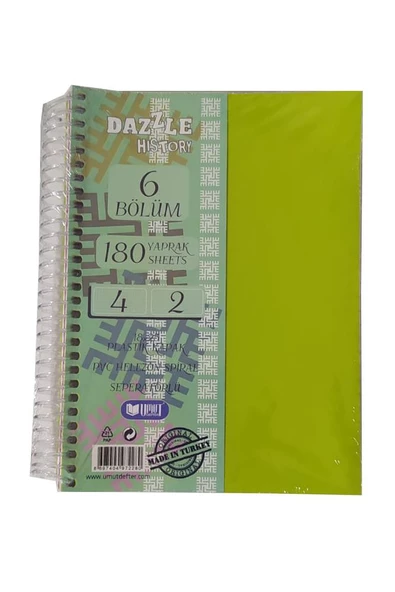 Orta Boy 4+2 Ayraçlı Defter 6 Konulu 180 Yaprak 1 Adet 4 Kareli 2 Çizgili Spralli Plastik Kapak Seperatörlü 18x25 cm - 2