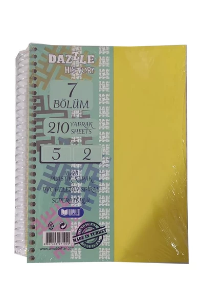 Orta Boy 5+2 Ayraçlı Defter 7 Konulu 210 Yaprak 1 Adet 5 Kareli 2 Çizgili Spralli Plastik Kapak Seperatörlü 18x25 cm - 4