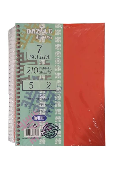 Orta Boy 5+2 Ayraçlı Defter 7 Konulu 210 Yaprak 1 Adet 5 Kareli 2 Çizgili Spralli Plastik Kapak Seperatörlü 18x25 cm - 3