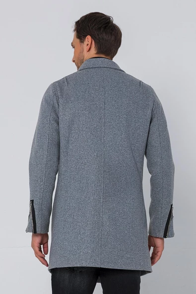 Erkek Regular Fit Kruvaze Fermuarlı Uzun Çok Cepli Kalın Kışlık Kaban - 12