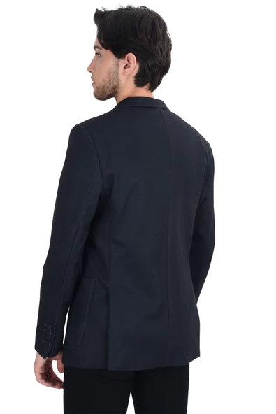 Cengiz İnler Kendinden Desenli Dikişli Kırlangıç Yaka Torba Cepli Slim Fit Erkek Ceket - 4