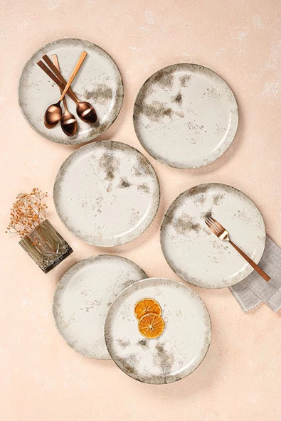 Porland Re-Gen Salda Düz Pasta Tabak Seti 6lı 21cm