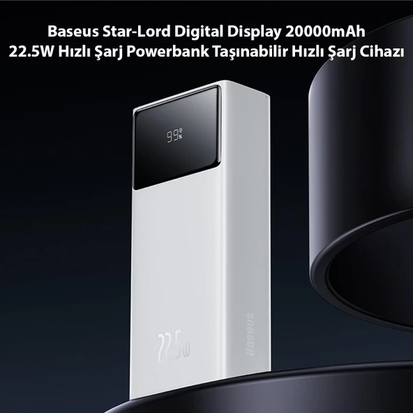 Baseus Star-Lord Digital Display 20000mAh 22.5W Hızlı Şarj Powerbank Taşınabilir Hızlı Şarj Cihazı - 7