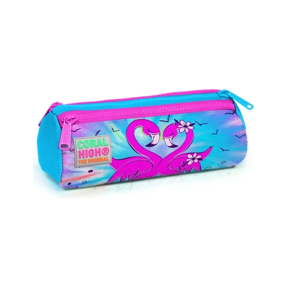 Coral High Mavi Pembe Flamingo Geçişli Beslenme Okul Çantası Kalemlik - Resim 3