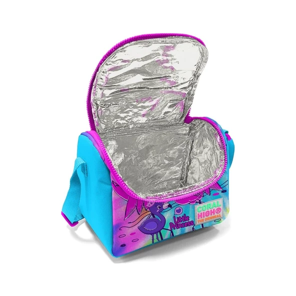 Coral High Mavi Pembe Flamingo Geçişli Beslenme Okul Çantası Kalemlik - Resim 4