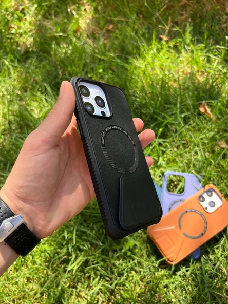 İphone 14 Magsafe Leather Stantlı Telefon Kılıfı - Resim 8