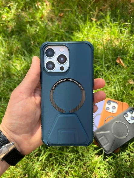 İphone 14 Pro Magsafe Leather Stantlı Telefon Kılıfı - Resim 10