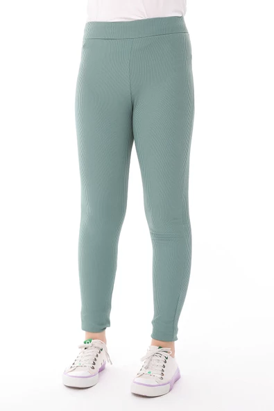 Kız Çocuk Fitilli Yüksek Bel Toparlayici Uzun Spor & Günlük Tayt - 4