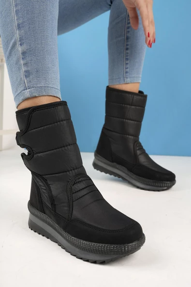 Muggo Felya Garantili Kadın İçi Kürklü Cırtlı Yağmur Ve Kar Botu - 8