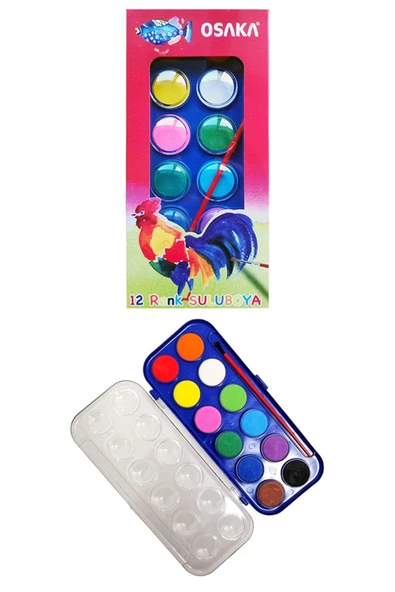 Silka Shiny Kuru Boya 12'li Osaka Pastel Boya 12'li Osaka Sulu Boya 12'li Kırtasiye Seti Okul Seti - 4