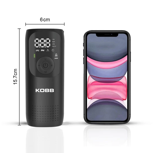 KOBB KB411 Şarjlı Li-ion 150 PSI Taşınabilir Dijital Basınç Göstergeli Led Aydınlatmalı Akıllı Lastik Şişirme Pompası - 3