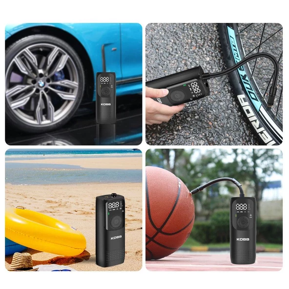 KOBB KB411 Şarjlı Li-ion 150 PSI Taşınabilir Dijital Basınç Göstergeli Led Aydınlatmalı Akıllı Lastik Şişirme Pompası - 4