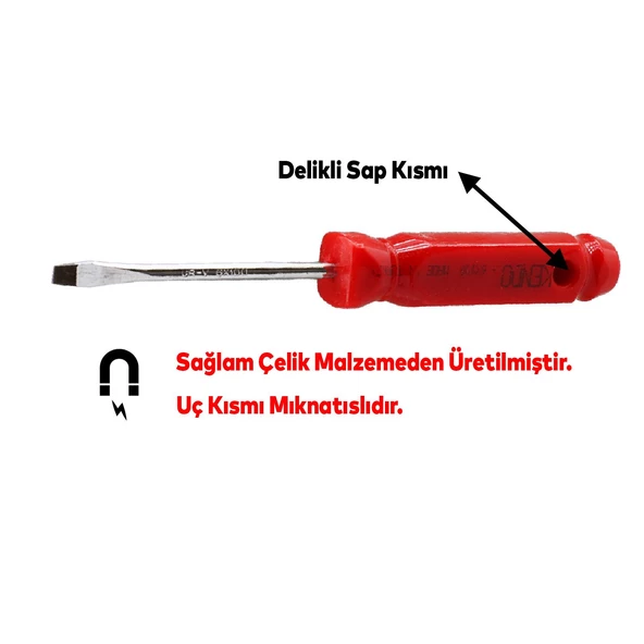 Kendo Tornavida Vida Civata Sökme Sıkma Manuel El Klasik Yıldız Düz Uç Uçlu 6x125 KTT6125 - 3