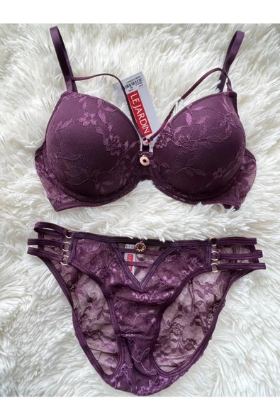 Le jardin Kadın 5055-B Destekli Dolgulu Dantelli İpli Sütyen Takımı - 2