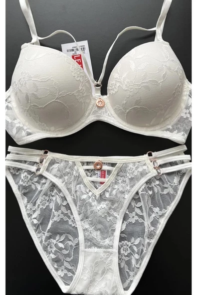 Le jardin Kadın 5055-B Destekli Dolgulu Dantelli İpli Sütyen Takımı - 6