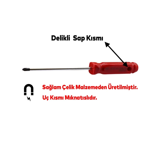 Kendo Tornavida Vida Civata Sökme Sıkma Manuel El Klasik Yıldız Düz Uç Uçlu 2x150 KTT6151 - 3