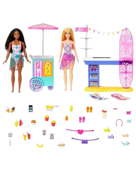 Barbie Brooklyn ve Malibunun Sahildeki Yiyecek Standı HNK99 - 2