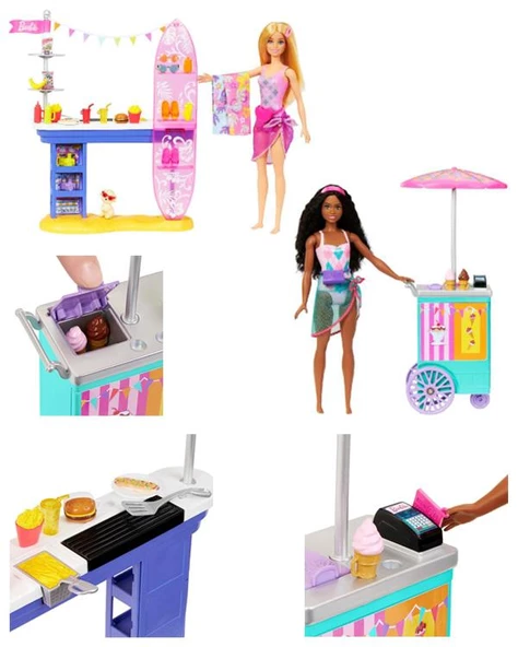 Barbie Brooklyn ve Malibunun Sahildeki Yiyecek Standı HNK99 - 3